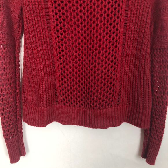 American Eagle Wool Blend Cable Knit Red Sweater S - Picture 7 of 9